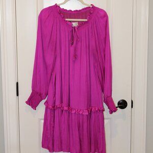 Anthropologie Women's L Giulia Tunic Dress Fuscia Boho Chic